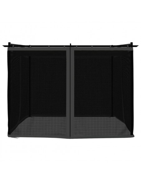 Gazebo con Pareti in Rete Antracite 3x3 m in Acciaio
