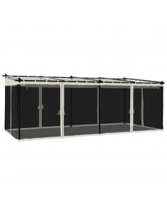 Gazebo con Pareti in Rete Crema 6x3 m in Acciaio 2