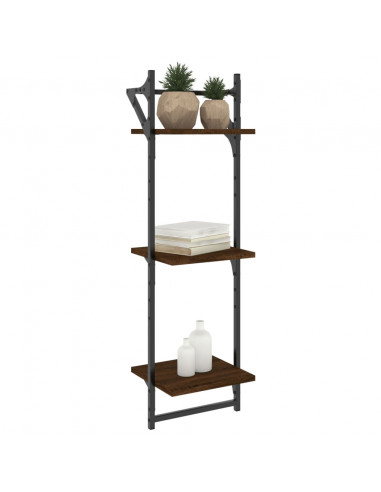 Mensole Muro con Aste 3 Livelli 2pz Rovere Marrone 30x25x100cm