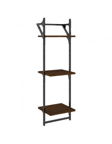 Mensole Muro con Aste 3 Livelli 2pz Rovere Marrone 30x25x100cm