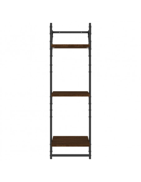 Mensole Muro con Aste 3 Livelli 2pz Rovere Marrone 30x25x100cm