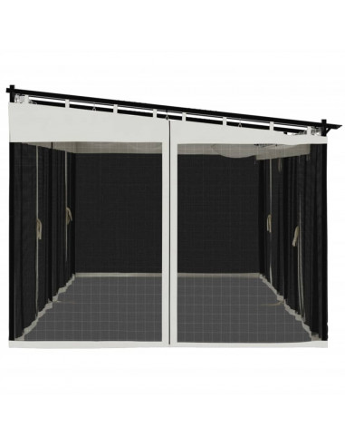 Gazebo con Pareti in Rete Crema 6x3 m in Acciaio