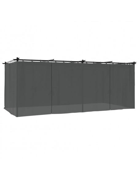 Gazebo con Tende Antracite 6x3 m in Acciaio