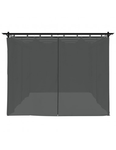 Gazebo con Tende Antracite 6x3 m in Acciaio