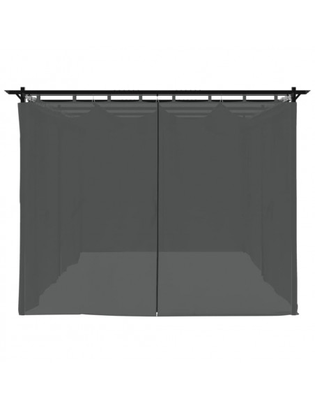 Gazebo con Tende Antracite 6x3 m in Acciaio