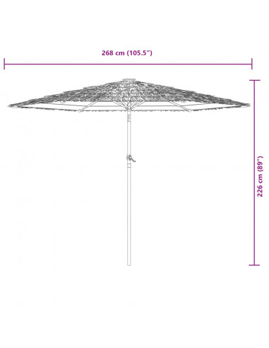 Ombrellone Giardino con Palo in Acciaio Blu 268x268x226 cm