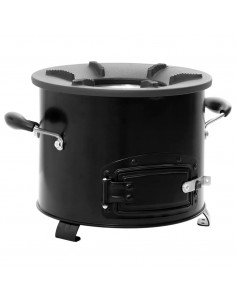 Stufa a Legna da Campeggio Nera 36x26x22,5 cm Metallo 2