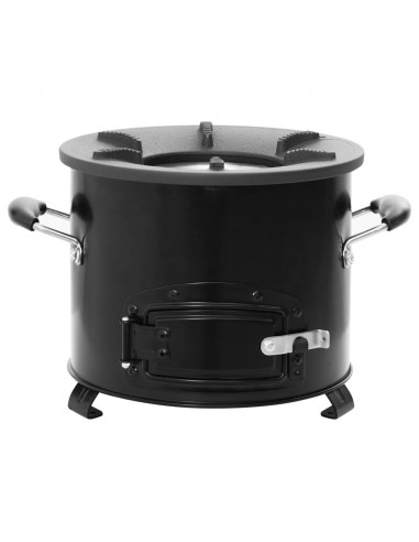 Stufa a Legna da Campeggio Nera 36x26x22,5 cm Metallo