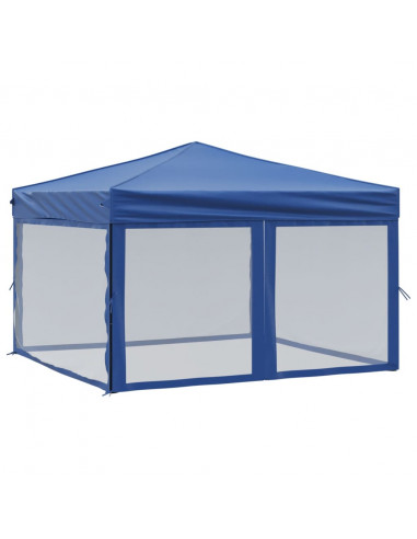 Tenda per Feste Pieghevole con Pareti Laterali Blu 3x3 m