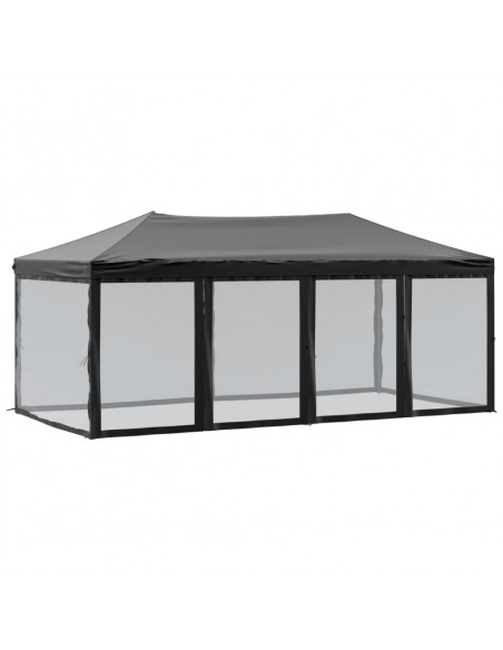 Tenda per Feste Pieghevole con Pareti Laterali Nero 3x6 m