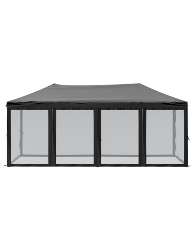 Tenda per Feste Pieghevole con Pareti Laterali Nero 3x6 m