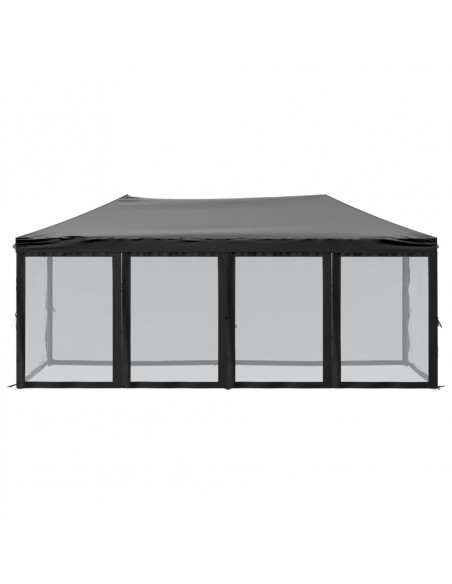 Tenda per Feste Pieghevole con Pareti Laterali Nero 3x6 m