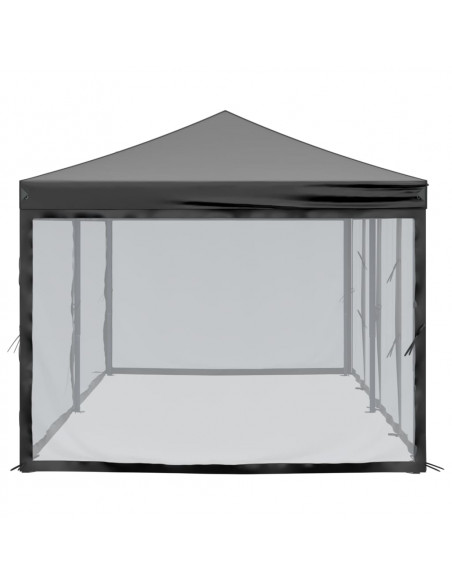 Tenda per Feste Pieghevole con Pareti Laterali Nero 3x6 m