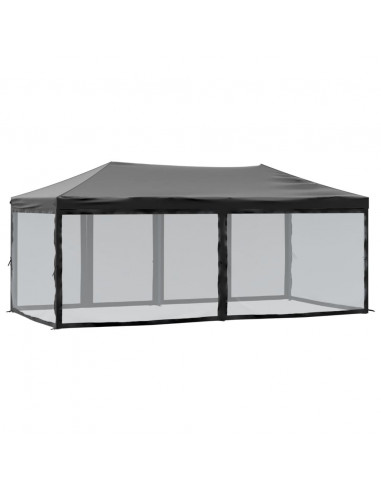 Tenda per Feste Pieghevole con Pareti Laterali Nero 3x6 m