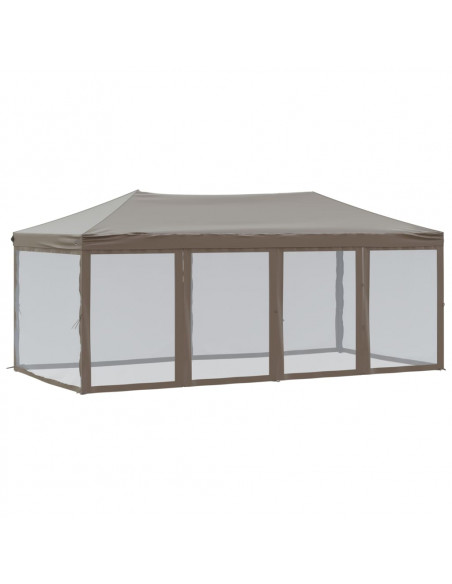 Tenda per Feste Pieghevole con Pareti Laterali Tortora 3x6 m
