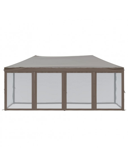 Tenda per Feste Pieghevole con Pareti Laterali Tortora 3x6 m