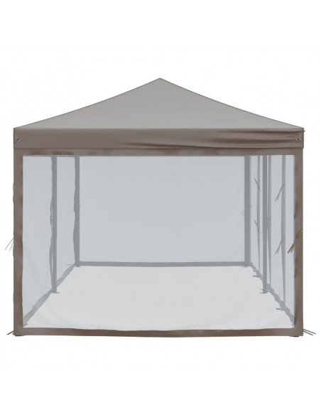 Tenda per Feste Pieghevole con Pareti Laterali Tortora 3x6 m
