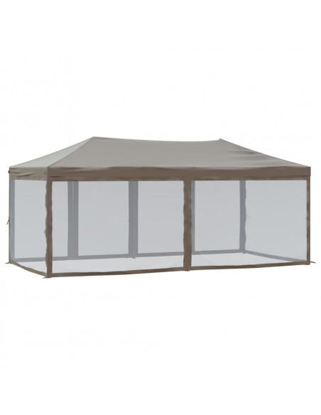 Tenda per Feste Pieghevole con Pareti Laterali Tortora 3x6 m
