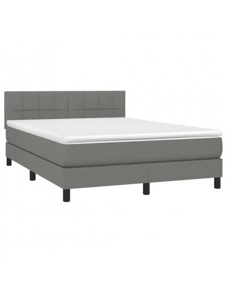 Giroletto a Molle con Materasso Grigio Scuro 140x200cm Tessuto