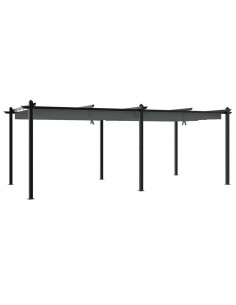 Gazebo Giardino con Tetto Retrattile Antracite 3x6 m Alluminio 2