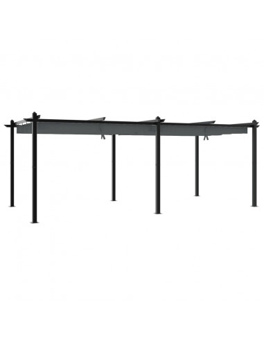 Gazebo Giardino con Tetto Retrattile Antracite 3x6 m Alluminio