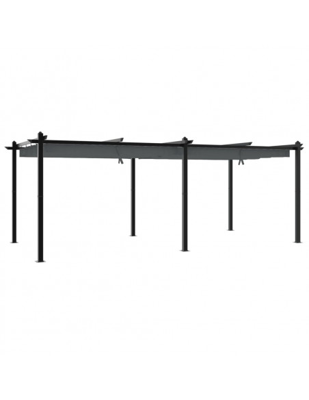 Gazebo Giardino con Tetto Retrattile Antracite 3x6 m Alluminio