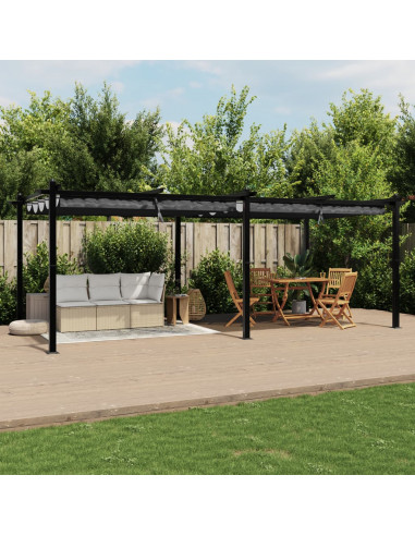 Gazebo Giardino con Tetto Retrattile Antracite 3x6 m Alluminio