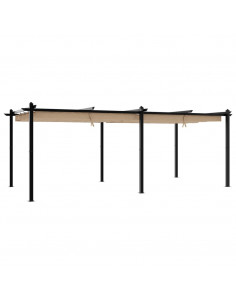 Gazebo da Giardino con Tetto Retrattile Tortora 3x6 m Alluminio 2
