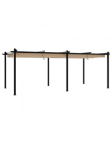 Gazebo da Giardino con Tetto Retrattile Tortora 3x6 m Alluminio