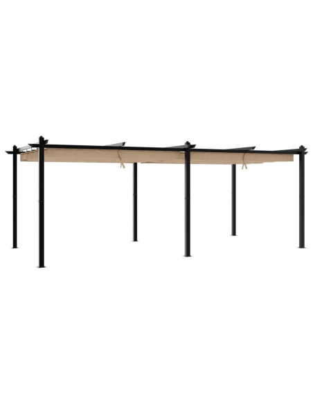 Gazebo da Giardino con Tetto Retrattile Tortora 3x6 m Alluminio