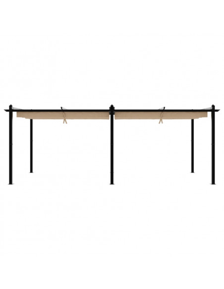 Gazebo da Giardino con Tetto Retrattile Tortora 3x6 m Alluminio