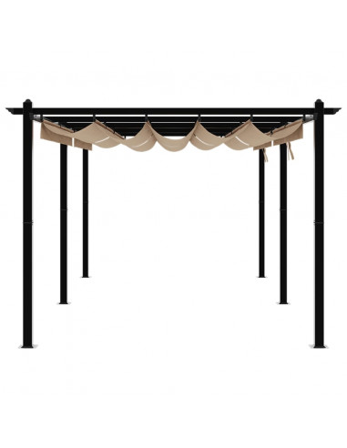 Gazebo da Giardino con Tetto Retrattile Tortora 3x6 m Alluminio