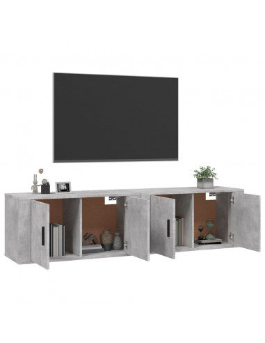 Mobili Porta TV a Parete 2 pz Grigio Cemento 80x34,5x40 cm