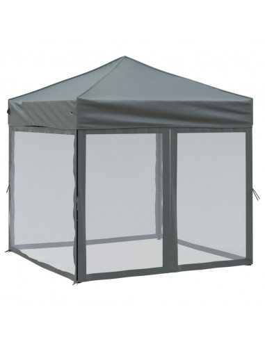 Tenda per Feste Pieghevole con Pareti Laterali Antracite 2x2 m