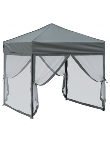 Tenda per Feste Pieghevole con Pareti Laterali Antracite 2x2 m