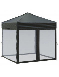 Tenda per Feste Pieghevole con Pareti Laterali Nero 2x2 m 2