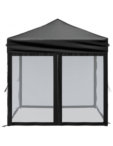 Tenda per Feste Pieghevole con Pareti Laterali Nero 2x2 m