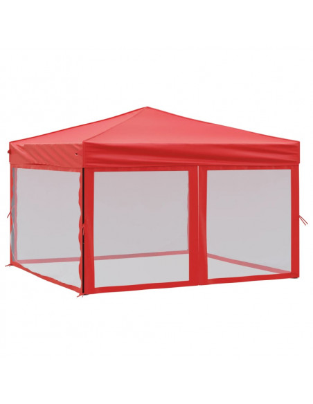 Tenda per Feste Pieghevole con Pareti Laterali Rosso 3x3 m