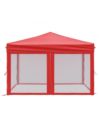 Tenda per Feste Pieghevole con Pareti Laterali Rosso 3x3 m