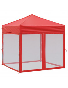 Tenda per Feste Pieghevole con Pareti Laterali Rosso 2x2 m 2