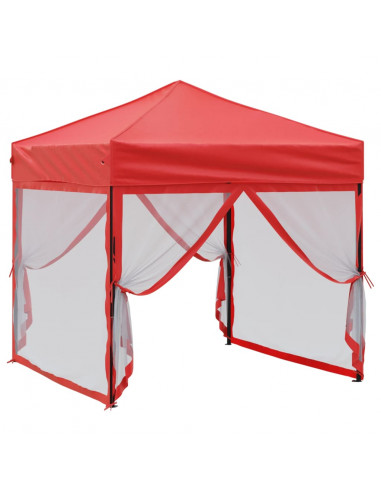 Tenda per Feste Pieghevole con Pareti Laterali Rosso 2x2 m