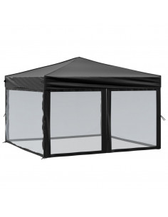 Tenda per Feste Pieghevole con Pareti Laterali Nero 3x3 m 2