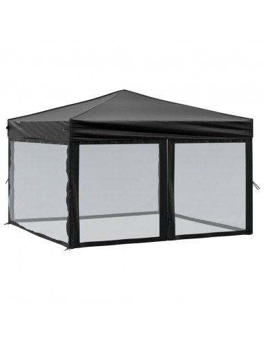Tenda per Feste Pieghevole con Pareti Laterali Nero 3x3 m