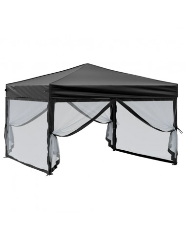 Tenda per Feste Pieghevole con Pareti Laterali Nero 3x3 m
