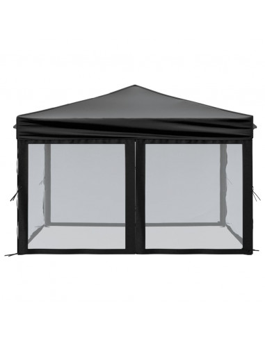 Tenda per Feste Pieghevole con Pareti Laterali Nero 3x3 m