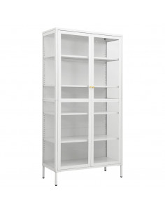 Vetrina Bianca 90x40x180 cm in Acciaio e Vetro Temperato 2