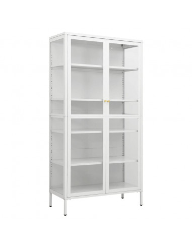 Vetrina Bianca 90x40x180 cm in Acciaio e Vetro Temperato