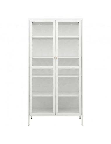 Vetrina Bianca 90x40x180 cm in Acciaio e Vetro Temperato