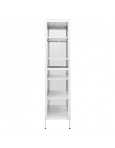 Vetrina Bianca 90x40x180 cm in Acciaio e Vetro Temperato