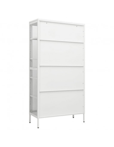 Vetrina Bianca 90x40x180 cm in Acciaio e Vetro Temperato